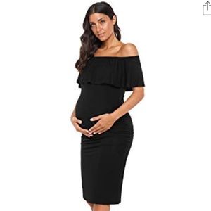 NWOT Black Maternity Dress-Off the shoulders